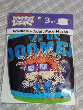 Rugrats Chucky Graphic Washable Adult Face Mask - Black